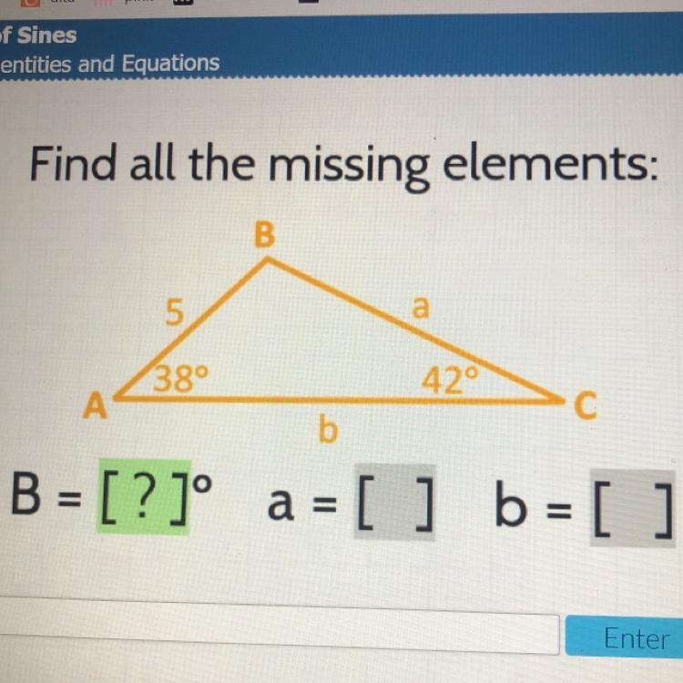 Find all the missing elements: 15 38° 42° A C С b-example-1