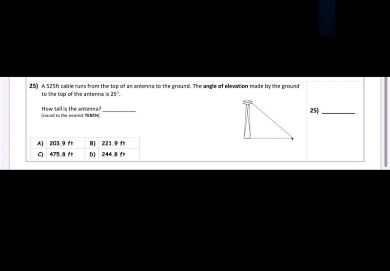 Can someone help me with this math problem ?? Pls it’s for my final ! - A 525ft cable-example-1