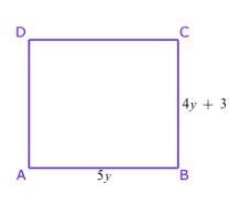 Find the perimeter of the square. (hint : make one side = to the other side to find-example-1