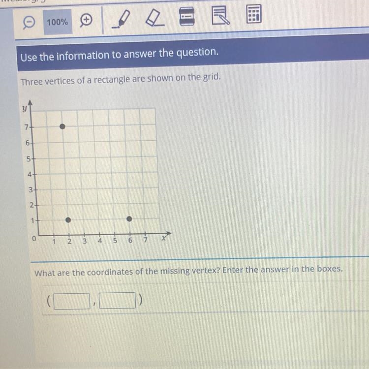 Three vertices of a rectangle are shown on the grid. I NEED HELP PLEASE-example-1