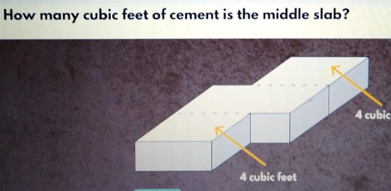 Mr. Alvarez makes a walkway out of 3 cement slabs. He uses 14 cubic feet of cement-example-1