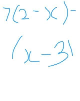 Simplify and expand the equation below 7(2-x)-(x-3)​-example-1