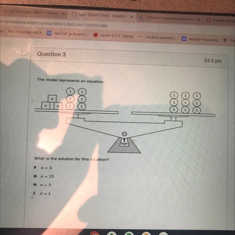 The model represents an equation. What is the solution for this equation?-example-1