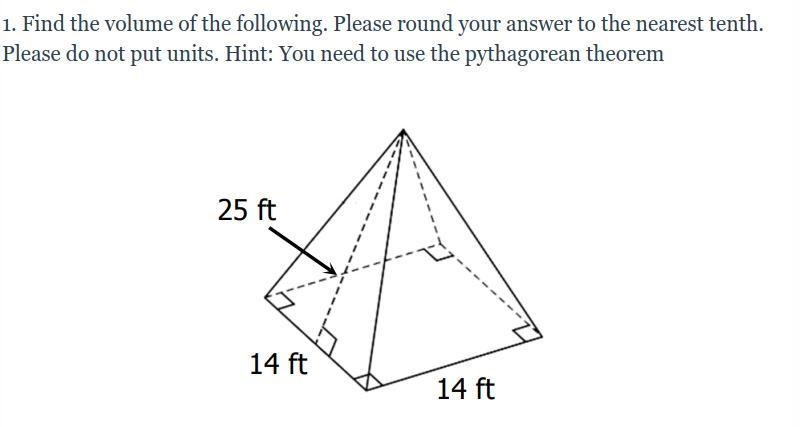 Find the volume of the following. Please round your answer to the nearest tenth. Please-example-1