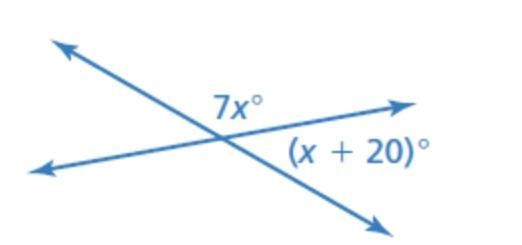 Find out whether the angles are adjacent or vertical. Then find the value of x.-example-1