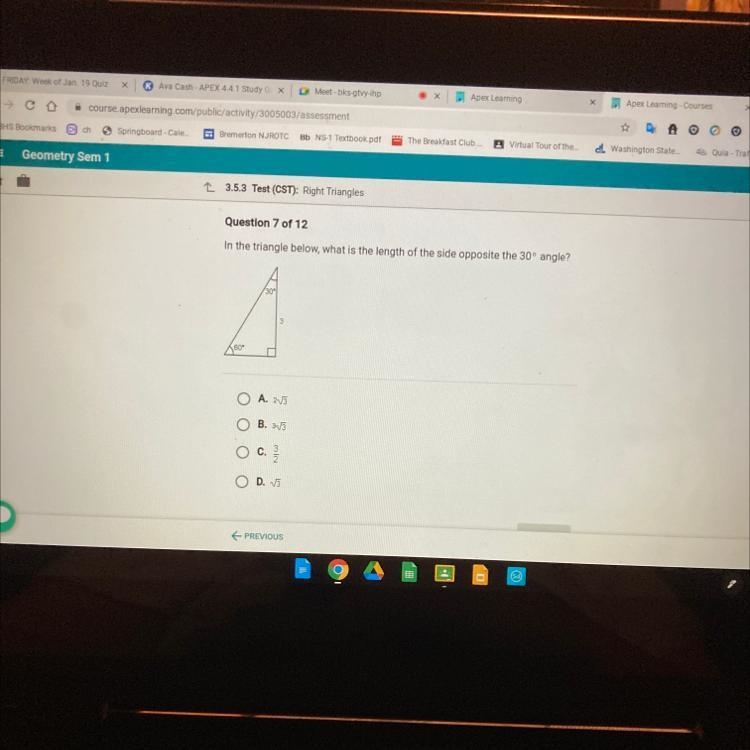 In the triangle below, what is the length of the side opposite the 30° angle? 30&quot-example-1