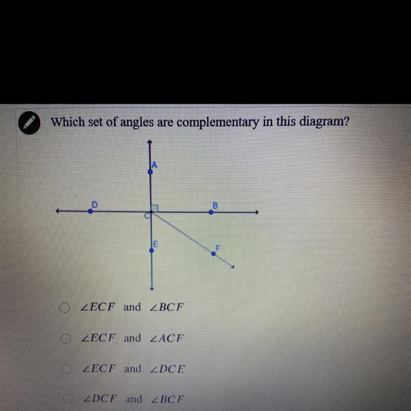 Which set of angles is complementary?-example-1