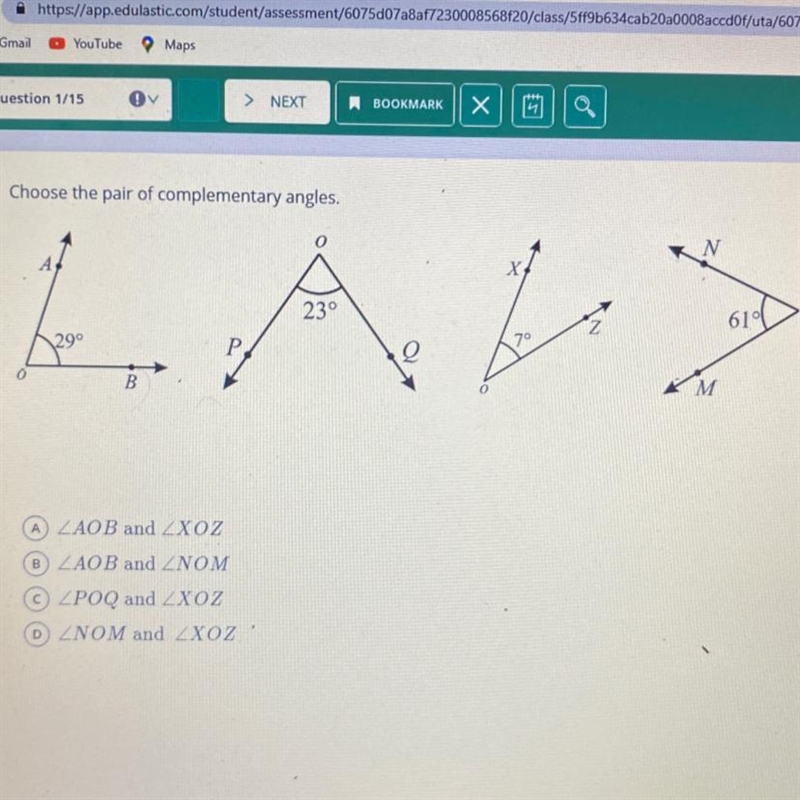 Choose the pair of complementary angles-example-1