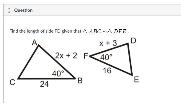 Find the length of side FD given that-example-1