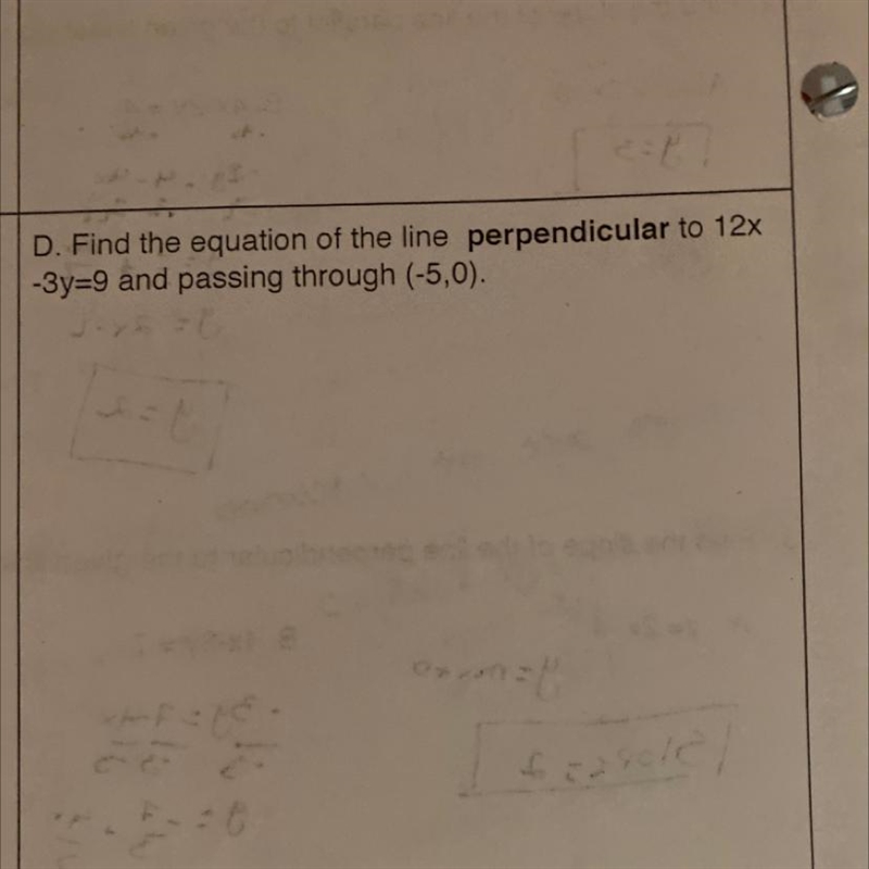 Find the equation of the line perpendicular to the 13x-3y=9 and passing through (-5,0)-example-1