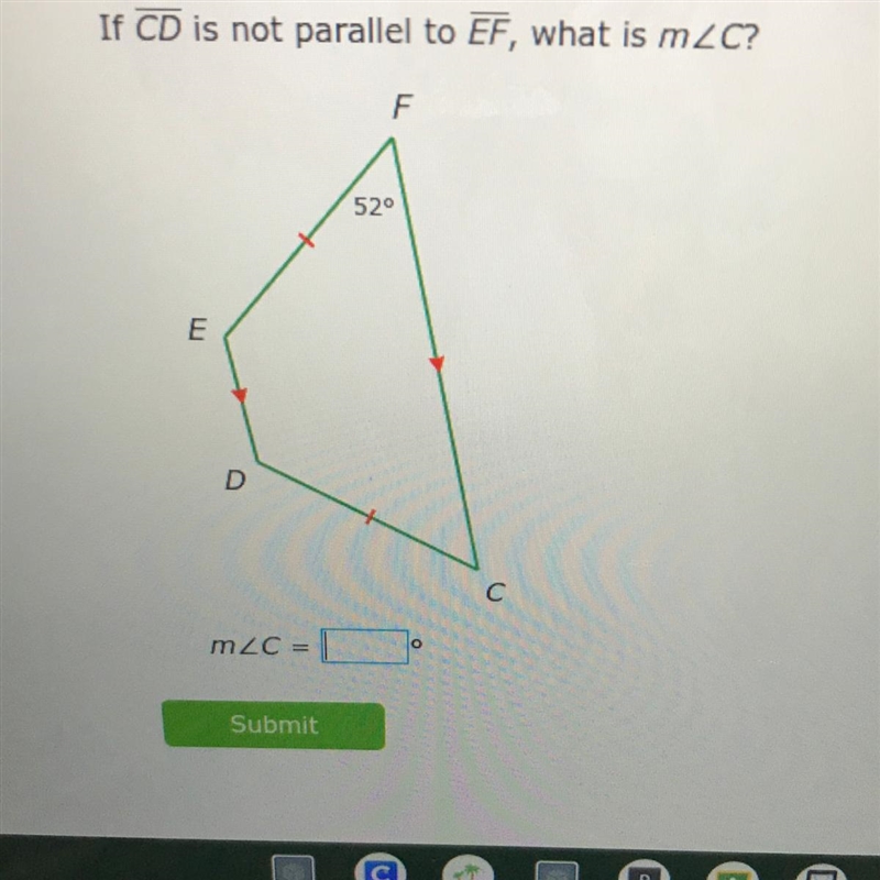 If CD is not parallel to EF, what is m2C?-example-1