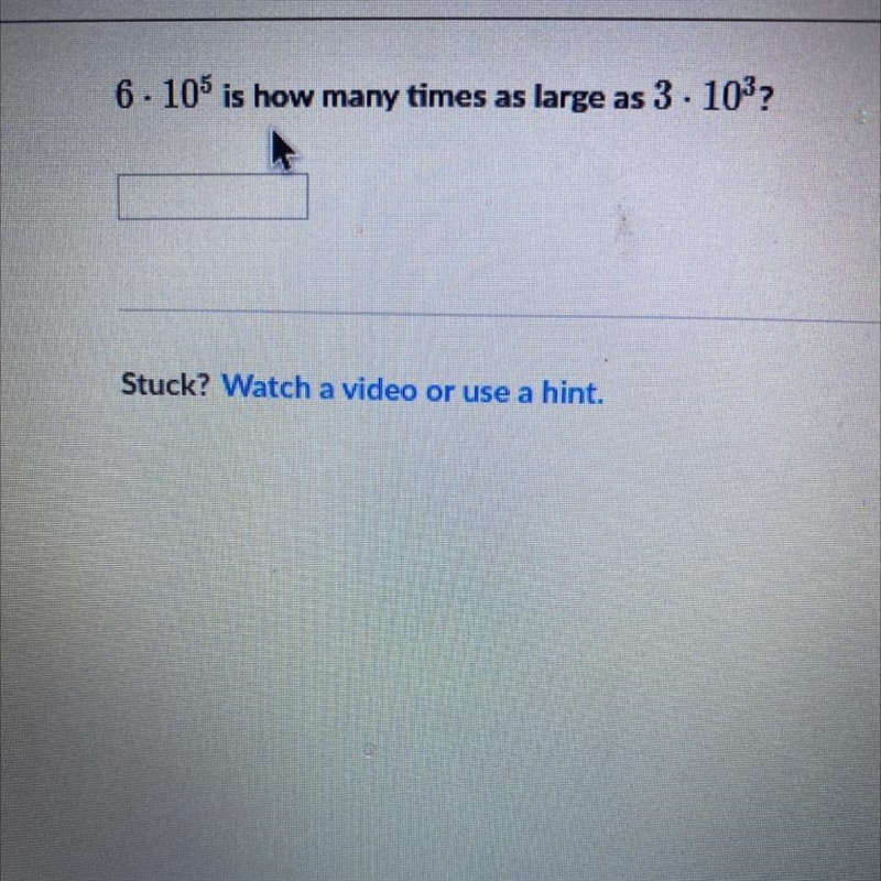 6 x 10^ is how many times as large as 3 x 10^3?-example-1