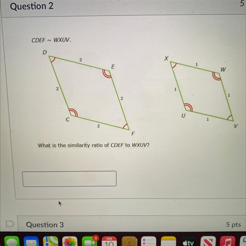 What is the similarity ratio of CDEF to WXUV-example-1