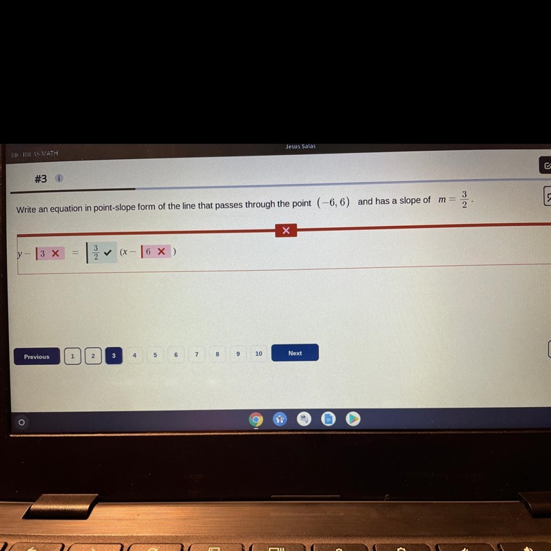 Write an equation in point-slope form of the line that passes through the point (-6,6) and-example-1