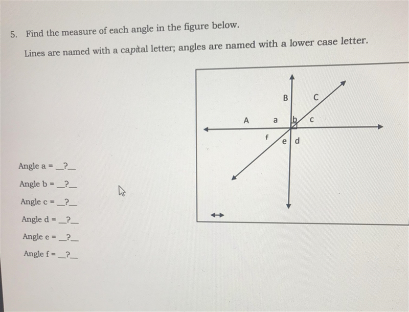 Find the measure of each angle in the figure below.-example-1