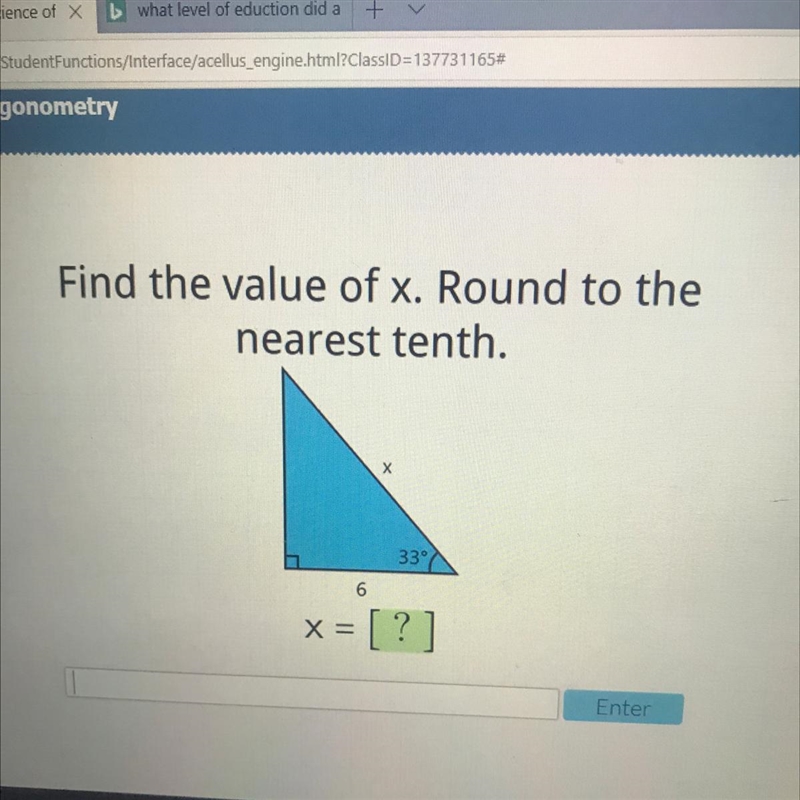 Find the value of x. Round to the nearest tenth .-example-1