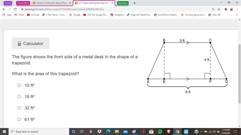 The figure shows the front side of a metal desk in the shape of a trapezoid. What-example-1