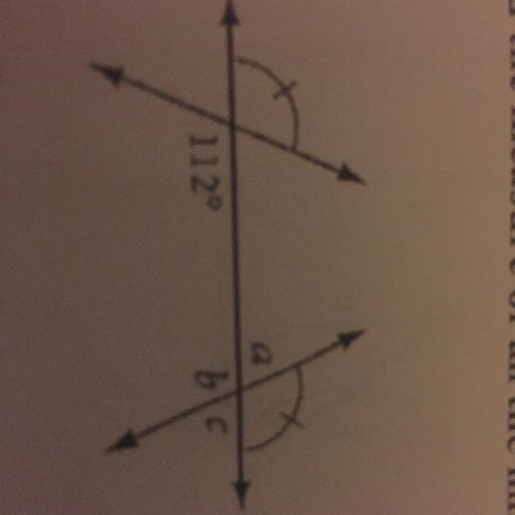 Find angles a, b and c? Please help.-example-1