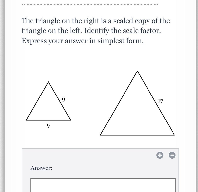 The triangle on the right is a scaled copy of the triangle on the left. Identify the-example-1