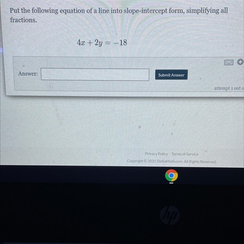 Put the following equation of a line into slope-intercept form, simplifying all fractions-example-1