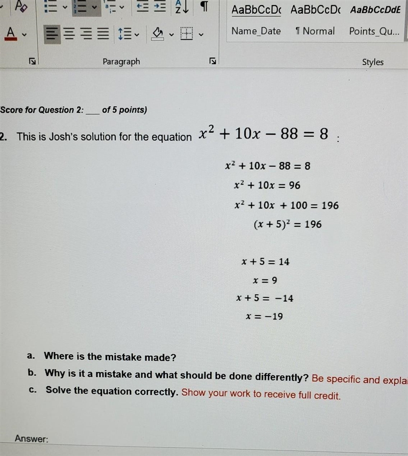 X^2+10x-88=8 where is the mistake and what should be done differently?​-example-1