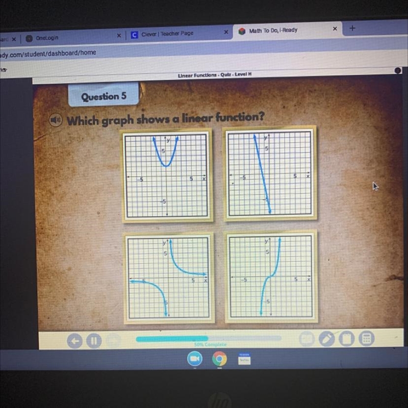 Which graph shows a linear function?-example-1