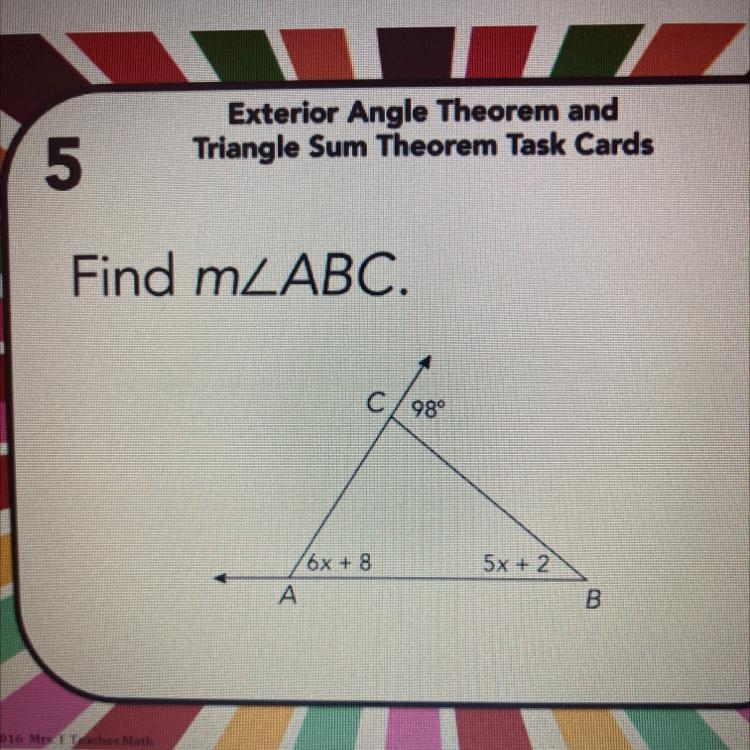 Find m2ABC. C/ 98° 5x + 2 6x + 8 A B-example-1