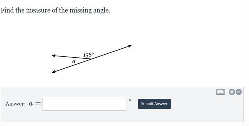 Find the measure of the missing angle.-example-1