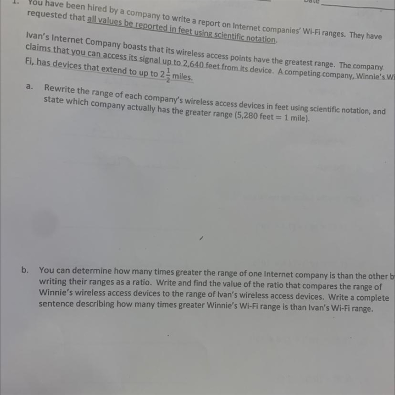 b. You can determine how many times greater the range of one internet company is than-example-1