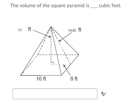 The volume of the square pyramid is ___ cubic feet.-example-1