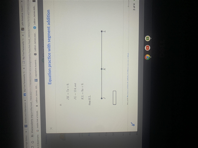 Jk=7x+9 Jl 114, and Kl =9x+9-example-1