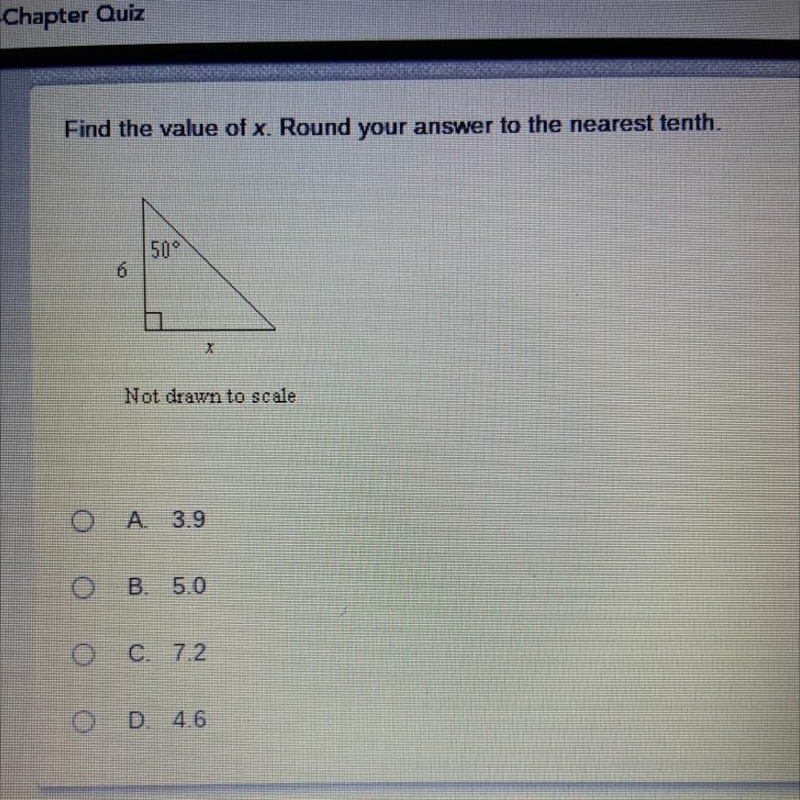 Find the value of x. round your answer to the nearest tenth.-example-1