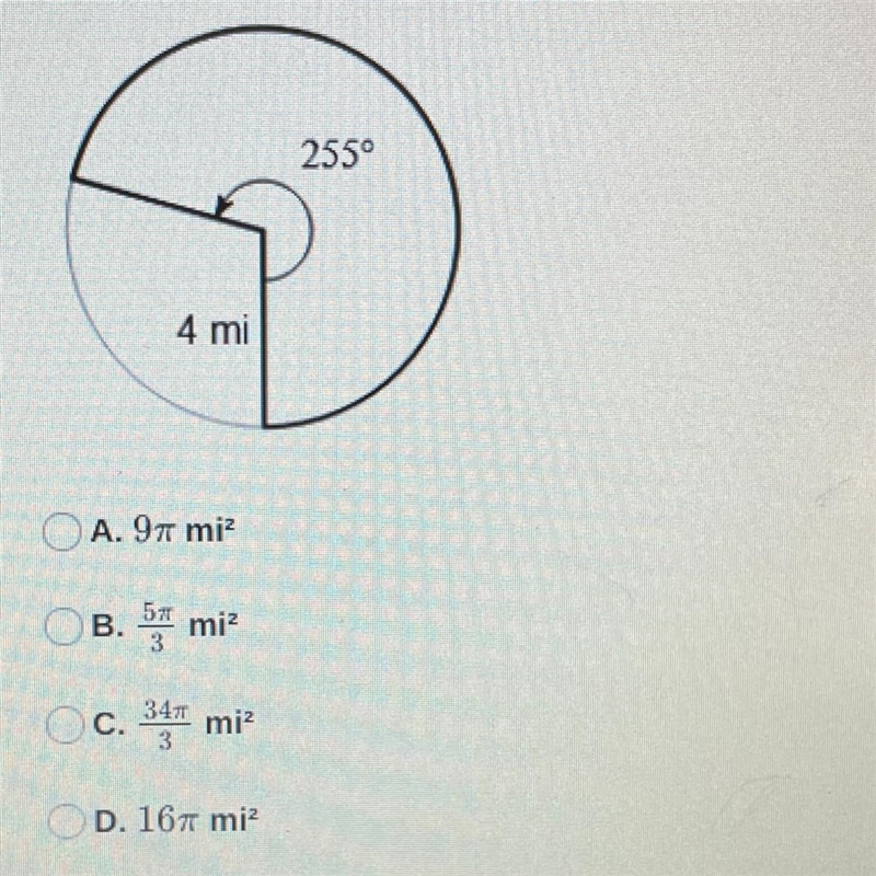 I need help with this ASAP! Find the area of the sector.-example-1