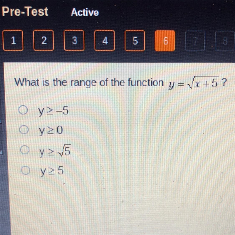 What is the range of the function y= √x+5-example-1