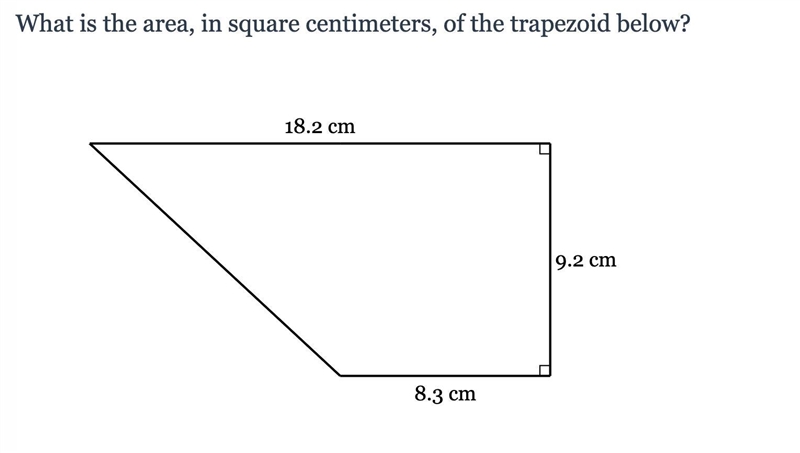 What is the area, in square centimeters, of the trapezoid below?-example-1