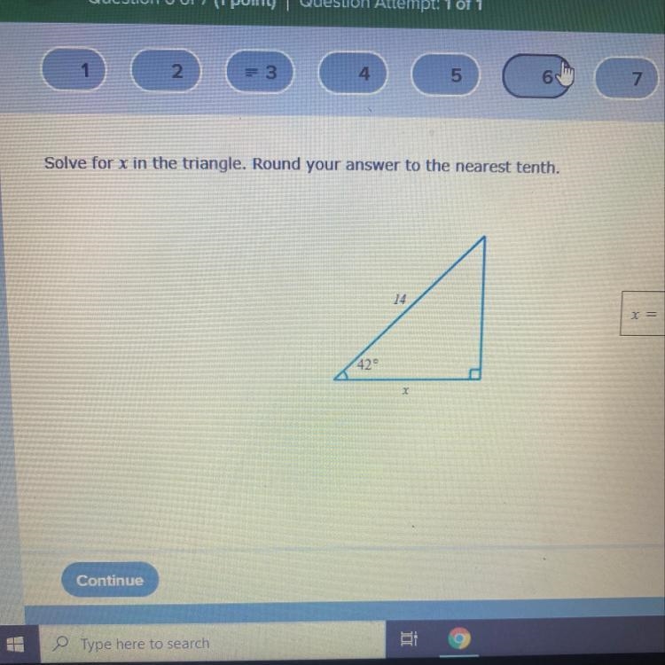 Solve for X in the triangle. Round your answer to the nearest tenth-example-1