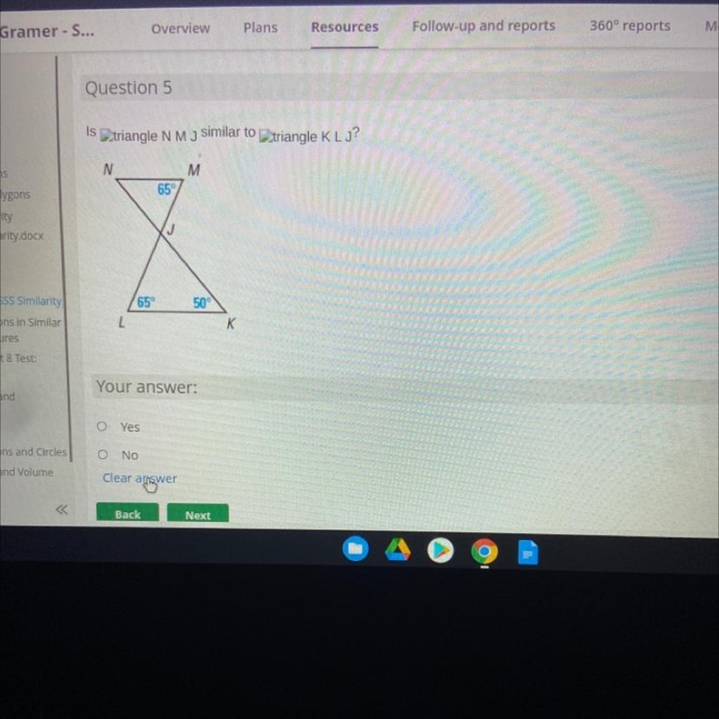 Are these triangles similar?-example-1