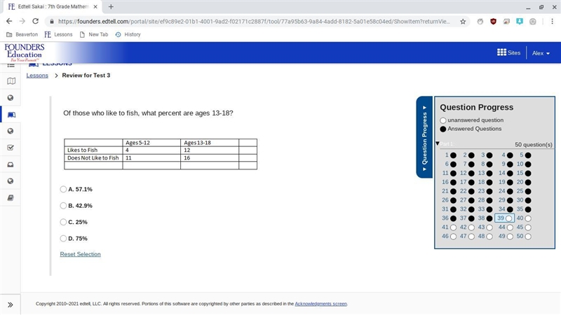 Of those who like to fish, what percent are ages 13-18?-example-1