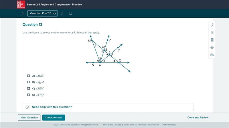 Use the figure to select another name for ∠9 . Select all that apply.-example-1