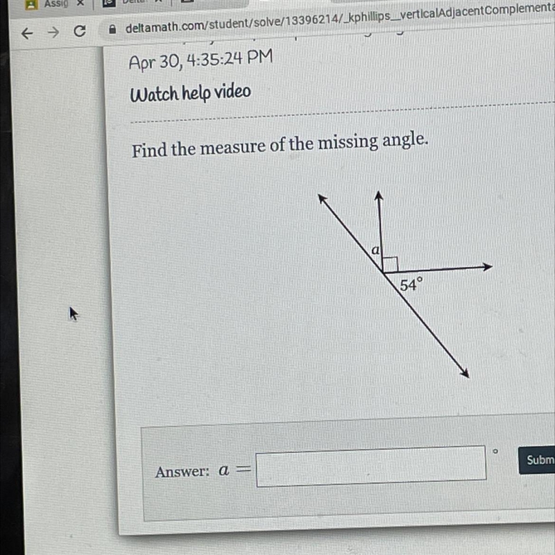 Find the measure of the missing angle :)-example-1