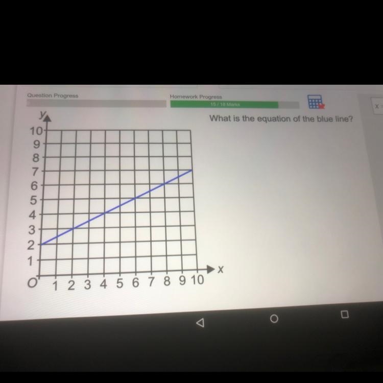 What is the equation of the blue line?-example-1