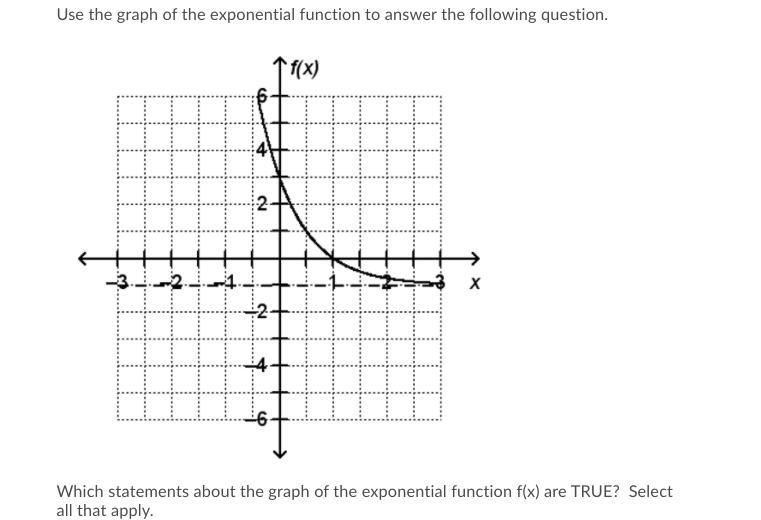 Please help its my birthday !! Which statements about the graph of the exponential-example-1