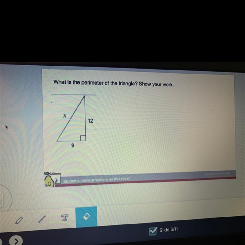 What is the perimeter of the triangle? Show your work. Y 12 9-example-1