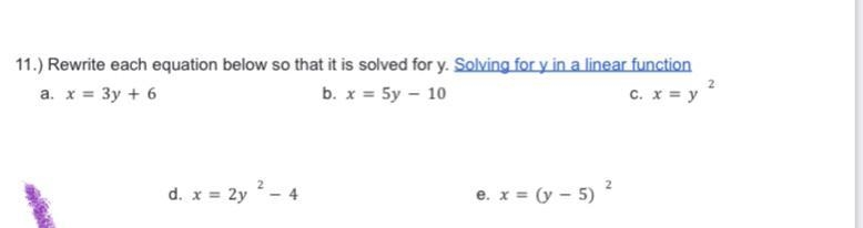 Rewrite each equation below so that it solved for y. Please show all steps.-example-1