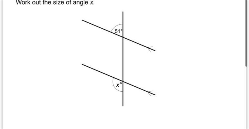 Angle is 51° what's angle x-example-1