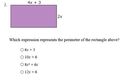 Which expression represents the perimeter of the rectangle above-example-1