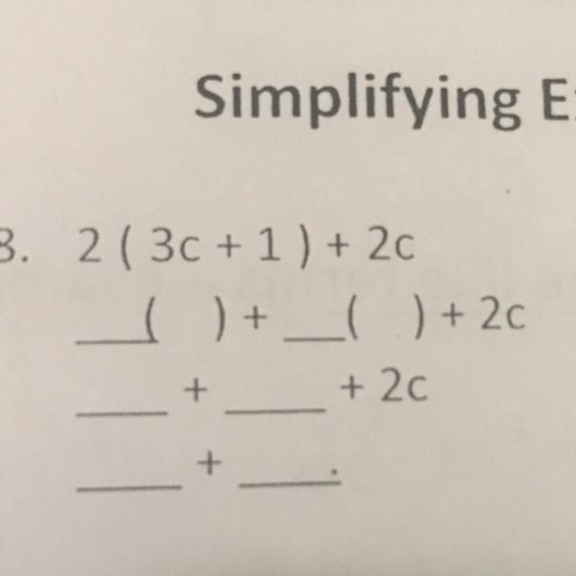 2 ( 3c + 1 ) + 20 ( ) +_() +20 +2c + + 11-example-1