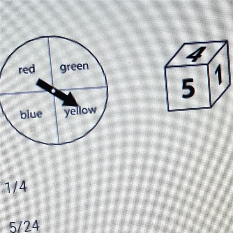 2. Tom spins a spinner and rolls a fair number cube. What is the probability that-example-1