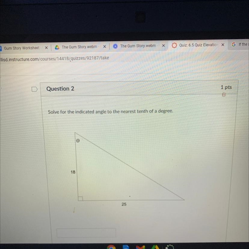 Solve for the indicated angle to the nearest tenth of a degree. o 18 25-example-1