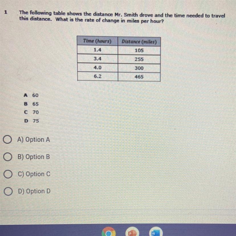 The following table shows the distance Mr. Smith drove and the time he needed to travel-example-1